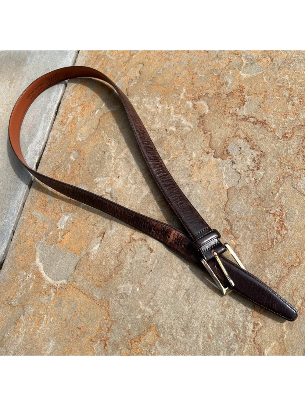 Y2K Dark Brown Patina Leather Made in Italy Belt